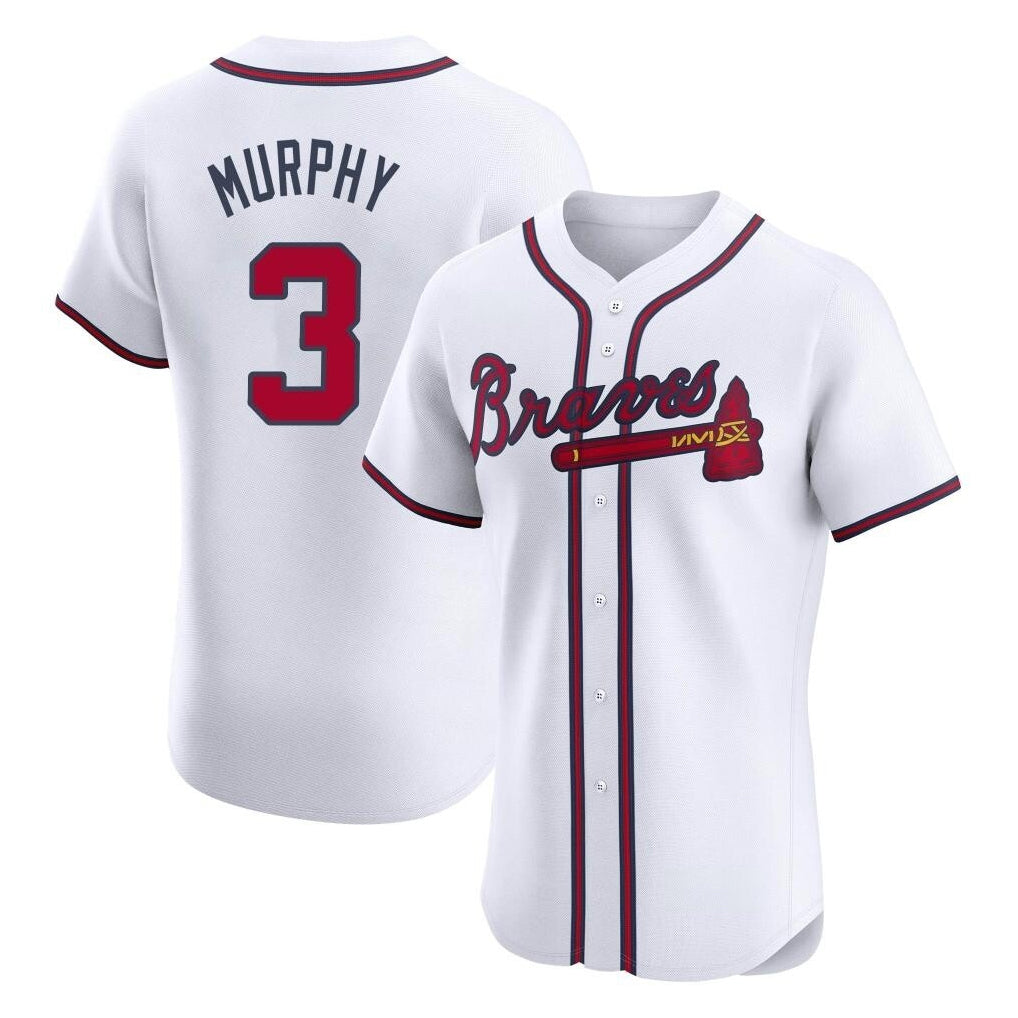 Atlanta Braves #3 Dale Murphy Player White AmberGomez Limited Elite Home Game Stitched Jerseys