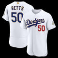 Los Angeles Dodgers #50 Mookie Betts White AmberGomez 2026 Gold Collection Authentic Jersey