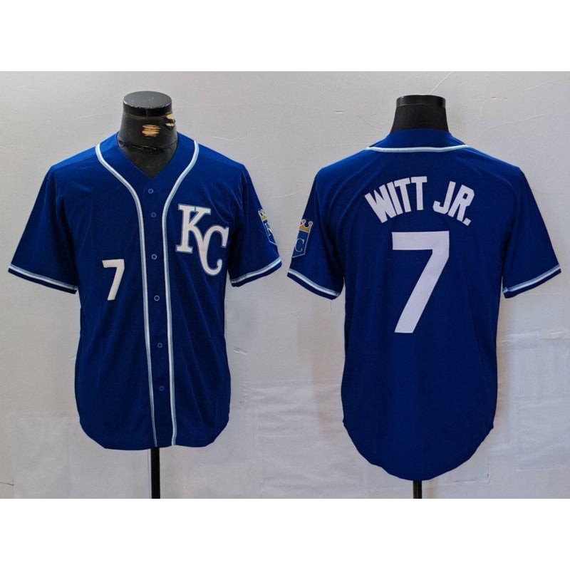 Kansas City Royals #7 Bobby Witt Jr Number Royal AmberGomez Cool Base Stitched Jersey