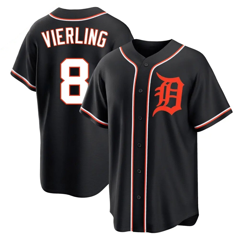 Detroit Tigers #8 Matt Vierling Player Black AmberGomez Fashion Out Home Game Stitched Jerseys
