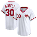 Cincinnati Reds #30 Ken Griffey White AmberGomez Throwback Cooperstown Collection Limited Jersey