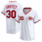 Cincinnati Reds #30 Ken Griffey White AmberGomez Throwback Cooperstown Collection Limited Jersey