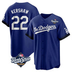 Los Angeles Dodgers #22 Clayton Kershaw Player Royal AmberGomez World Series City Connect Home Game Stitched Jerseys