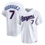 Texas Rangers #7 Ivan Rodriguez White AmberGomez Throwback Cooperstown Collection Limited Jersey