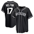 Colorado Rockies #17 Todd Helton Player Black AmberGomez Fashion Out Home Game Stitched Jerseys