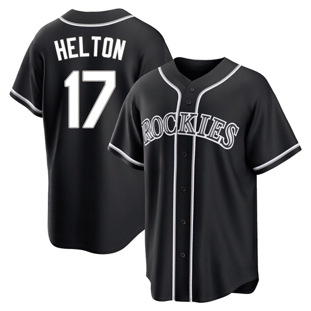 Colorado Rockies #17 Todd Helton Player Black AmberGomez Fashion Out Home Game Stitched Jerseys