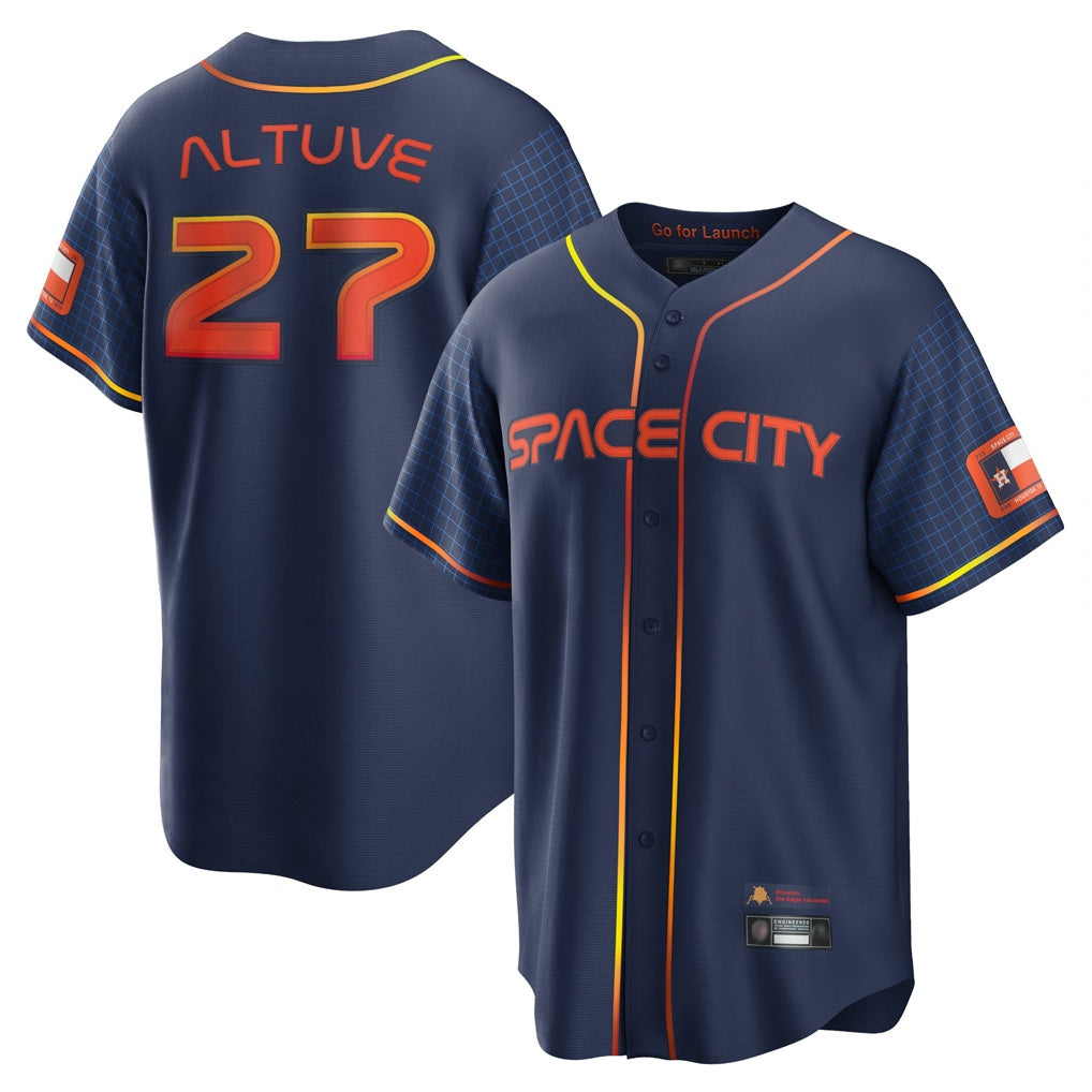 Houston Astros #27 Jose Altuve Player Navy AmberGomez City Connect Home Game Stitched Jerseys