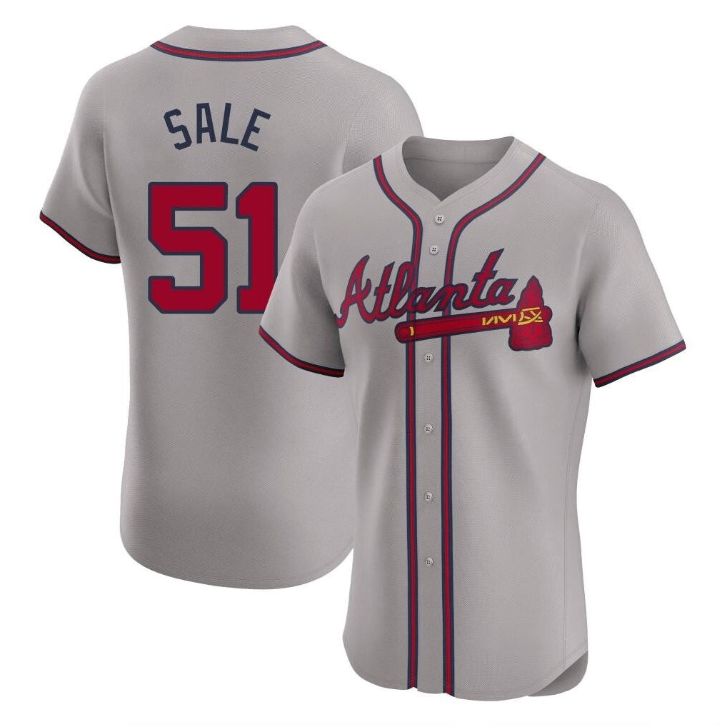 Atlanta Braves #51 Chris Sale Player Gray AmberGomez Limited Elite Home Game Stitched Jerseys