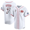 Cincinnati Reds #7 Spencer Steer White AmberGomez 2025 Speedway Classic Home Limited Stitched Jersey
