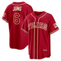 Texas Rangers #6 Josh Jung Red AmberGomez 2026 City Connect Stadium Jersey