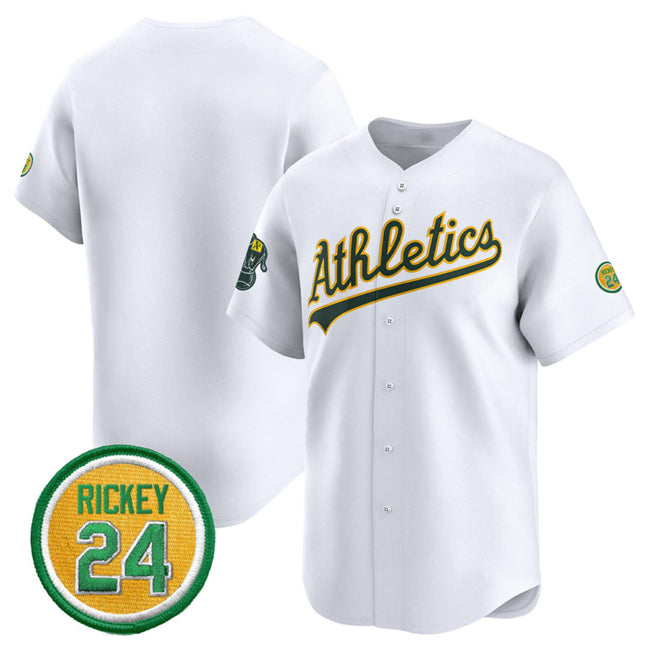 Oakland Athletics Blank White AmberGomez 2024 Home Limited With Rickey Henderson Patch Stitched Jersey