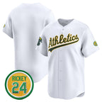 Oakland Athletics Blank White AmberGomez 2024 Home Limited With Rickey Henderson Patch Stitched Jersey