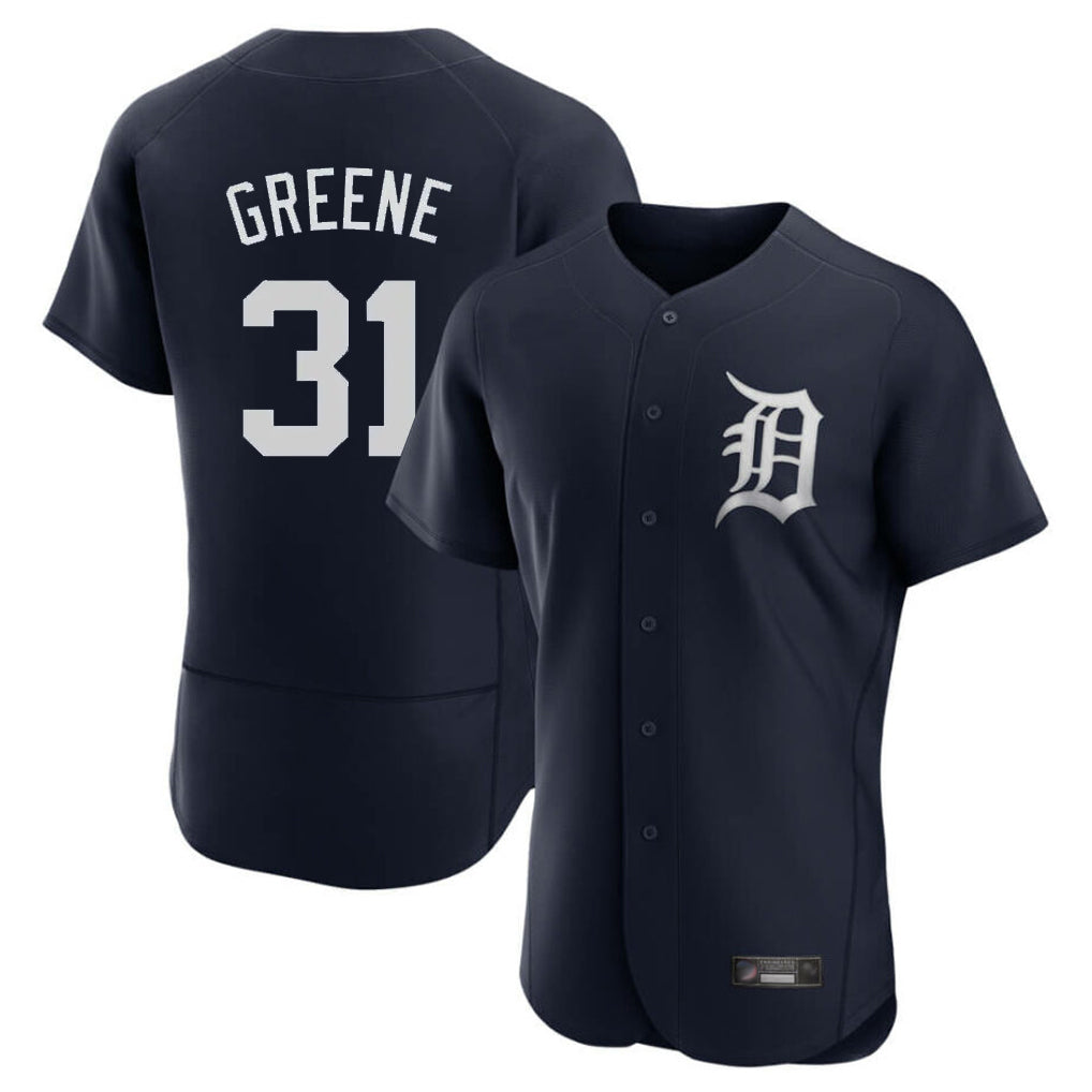 Detroit Tigers #31 Riley Greene Player Navy AmberGomez Limited Elite Home Stitched Jerseys