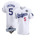 Los Angeles Dodgers #5 Freddie Freeman Player White AmberGomez World Series Limited Elite Home Stitched Jerseys