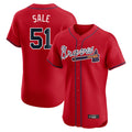 Atlanta Braves #51 Chris Sale Player Red AmberGomez Limited Elite Home Game Stitched Jerseys