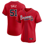 Atlanta Braves #51 Chris Sale Player Red AmberGomez Limited Elite Home Game Stitched Jerseys