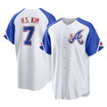 Atlanta Braves #7 Ha-Seong Kim Player White AmberGomez City Connect Home Game Stitched Jerseys
