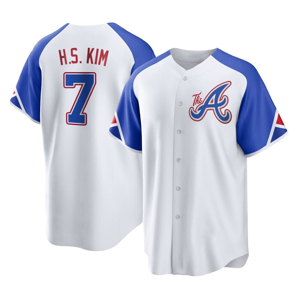 Atlanta Braves #7 Ha-Seong Kim Player White AmberGomez City Connect Home Game Stitched Jerseys