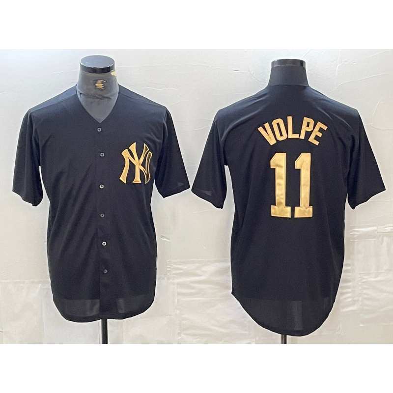 New York Yankees #11 Anthony Volpe Black Gold AmberGomez Cool Base Stitched Jersey