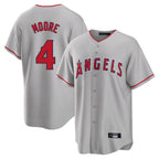 Los Angeles Angels #4 Christian Moore Player Gray AmberGomez Home Game Stitched Jerseys