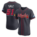 Atlanta Braves #51 Chris Sale Player Navy AmberGomez 2025 Speedway Classic Limited Elite Home Game Stitched Jerseys