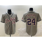 Detroit Tigers #24 Miguel Cabrera Gray AmberGomez Cool Base Stitched Jersey