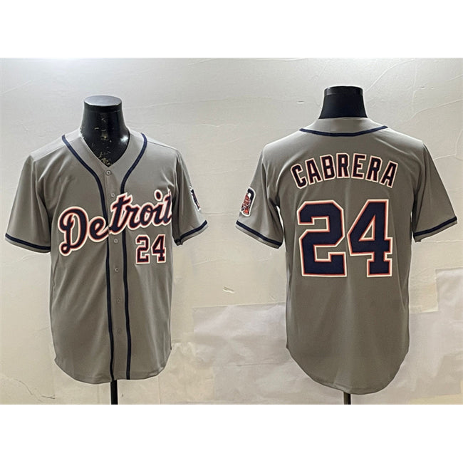 Detroit Tigers #24 Miguel Cabrera Gray AmberGomez Cool Base Stitched Jersey