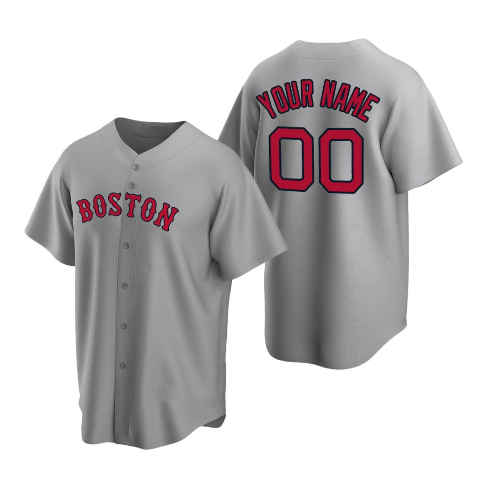 Custom Boston Red Sox Gray AmberGomez Stitched Cool Base Road Jersey
