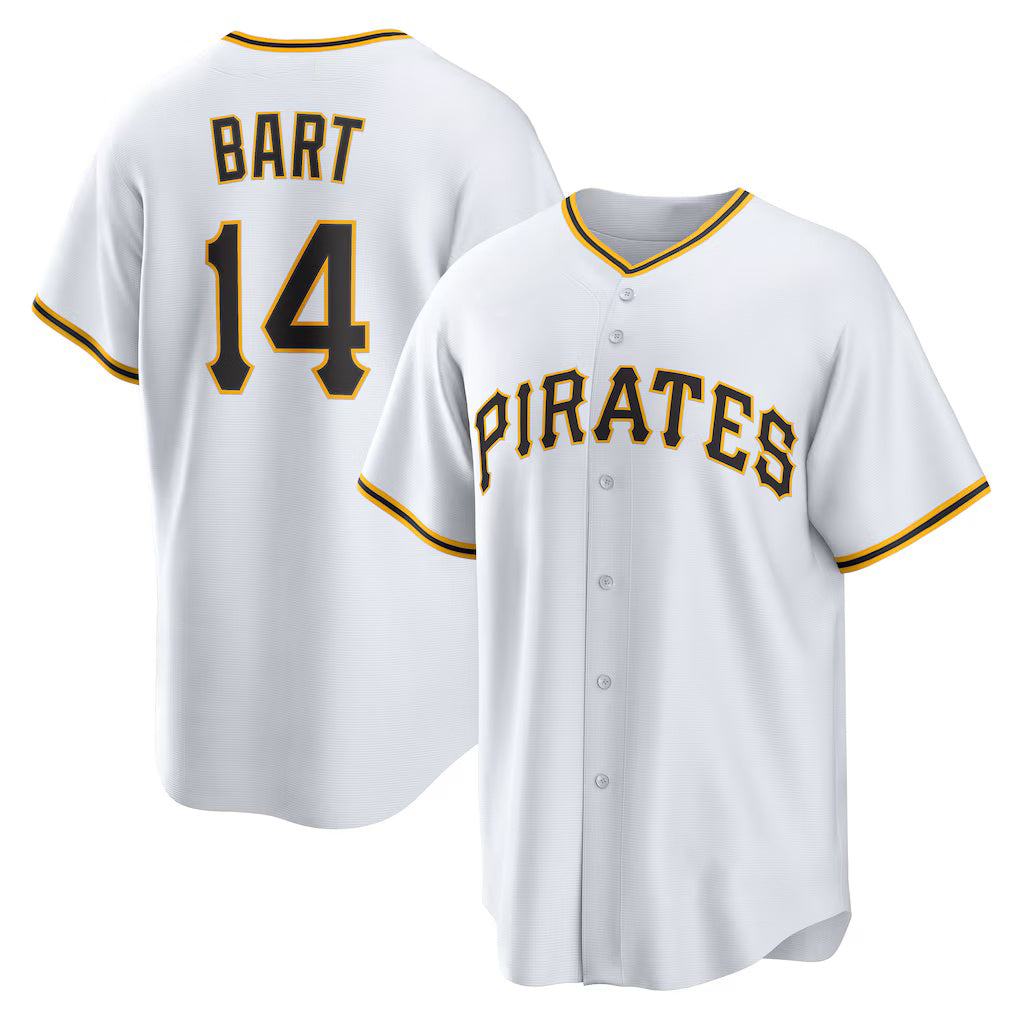 Pittsburgh Pirates #14 Joey Bart White AmberGomez Home Replica Jersey