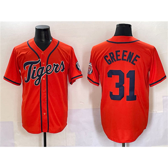 Detroit Tigers #31 Riley Greene Orange AmberGomez With Patch Cool Base Stitched Jersey