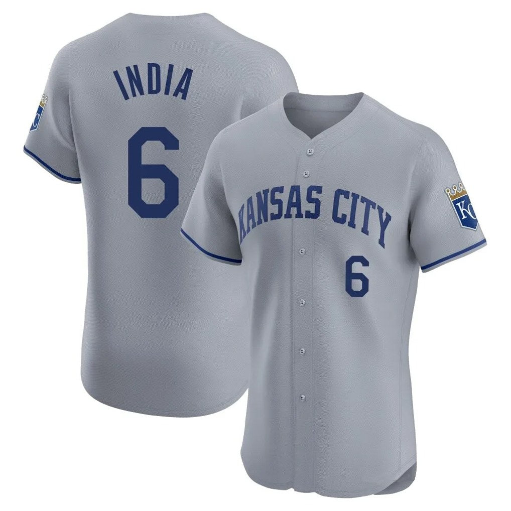 Kansas City Royals #6 Jonathan India Player Gray AmberGomez Limited Elite Home Stitched Jerseys