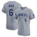 Kansas City Royals #6 Jonathan India Player Gray AmberGomez Limited Elite Home Stitched Jerseys