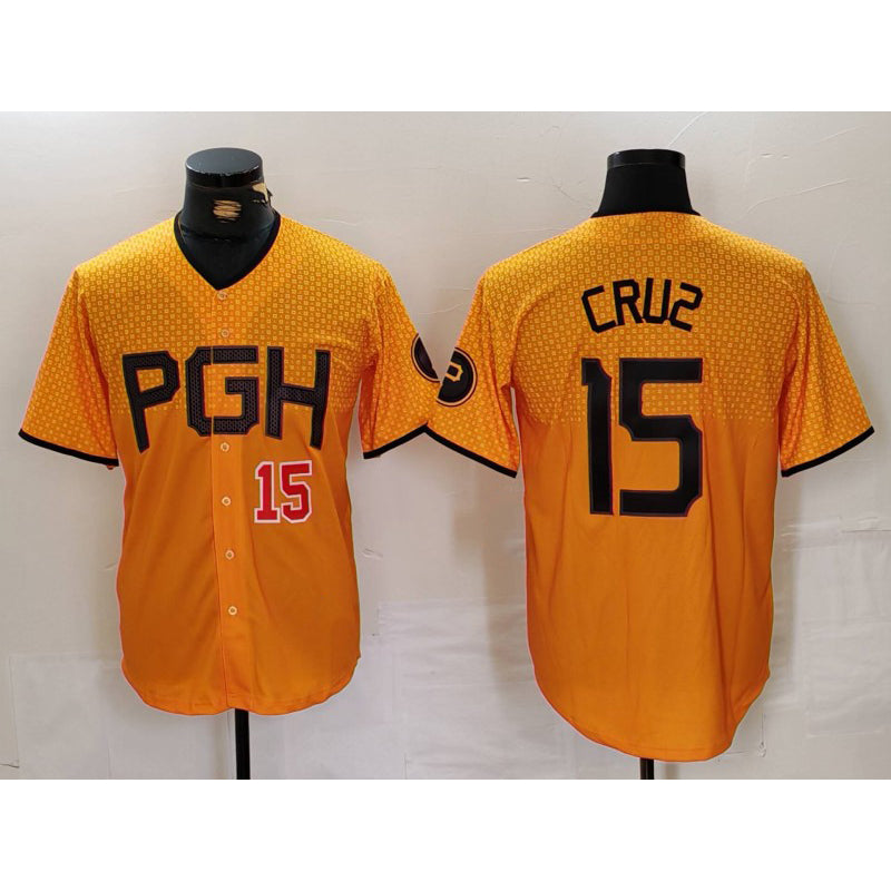 Pittsburgh Pirates #15 Oneil Cruz Yellow AmberGomez 2023 City Connect Stitched Jerseys
