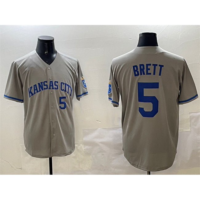 Kansas City Royals #5 George Brett Gray AmberGomez 2024 Away Limited Stitched Jersey