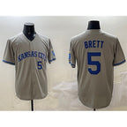 Kansas City Royals #5 George Brett Gray AmberGomez 2024 Away Limited Stitched Jersey