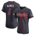 Atlanta Braves #1 Ozzie Albies Player Navy AmberGomez 2025 Speedway Classic Limited Elite Home Game Stitched Jerseys
