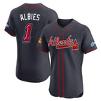 Atlanta Braves #1 Ozzie Albies Player Navy AmberGomez 2025 Speedway Classic Limited Elite Home Game Stitched Jerseys