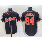 Detroit Tigers #24 Miguel Cabrera Black AmberGomez With Patch Cool Base Stitched Jersey