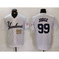 New York Yankees #99 Aaron Judge White AmberGomez Pinstripe Fashion Cool Base Jerseys 2