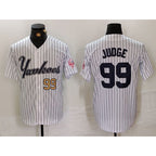 New York Yankees #99 Aaron Judge White AmberGomez Pinstripe Fashion Cool Base Jerseys 2