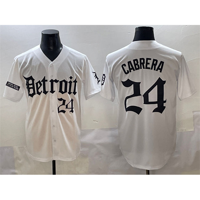 Detroit Tigers #24 Miguel Cabrera White AmberGomez 'Motor Gothic Edition' Vapor Premier Limited Stitched Jersey