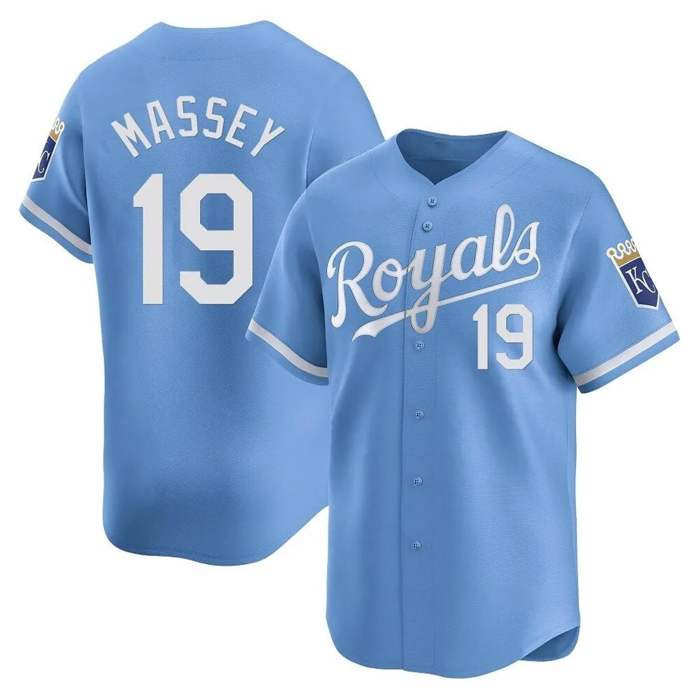 Kansas City Royals #19 Michael Massey Player Light Blue AmberGomez Alt Limited Home Stitched Jerseys