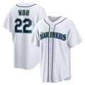 Seattle Mariners #22 Bryan Woo White AmberGomez Home Replica Jersey