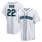 Seattle Mariners #22 Bryan Woo White AmberGomez Home Replica Jersey