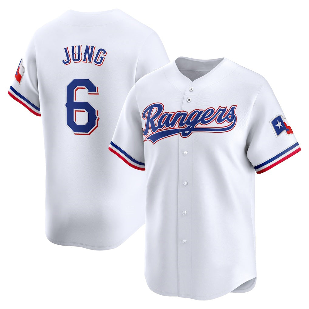 Texas Rangers #6 Josh Jung White AmberGomez Home Limited Player Jersey