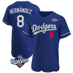 Los Angeles Dodgers #8 Enrique Hern¨¢ndez Player Royal AmberGomez World Series Limited Elite Home Stitched Jerseys