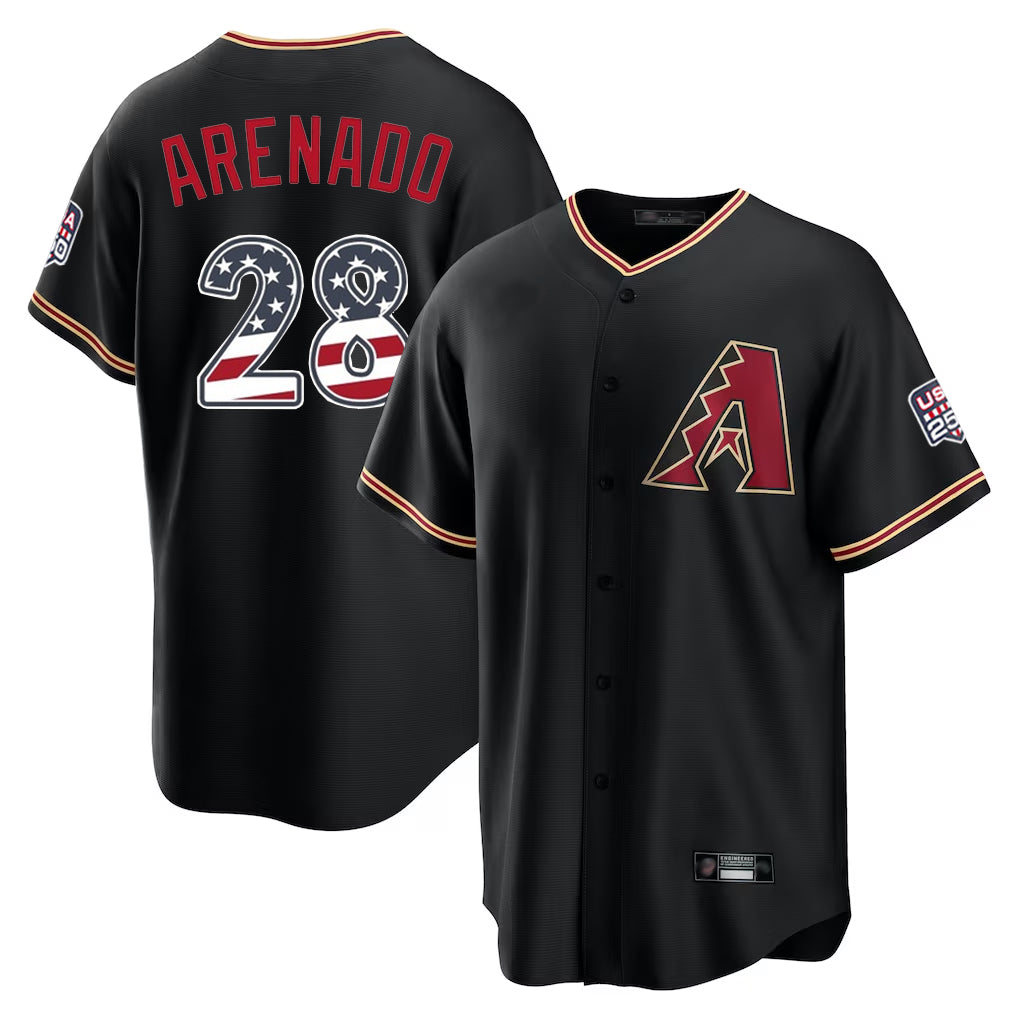 Arizona Diamondbacks #28 Nolan Arenado Player Black AmberGomez USA 250 Fourth of July Game Home Stitched Jerseys