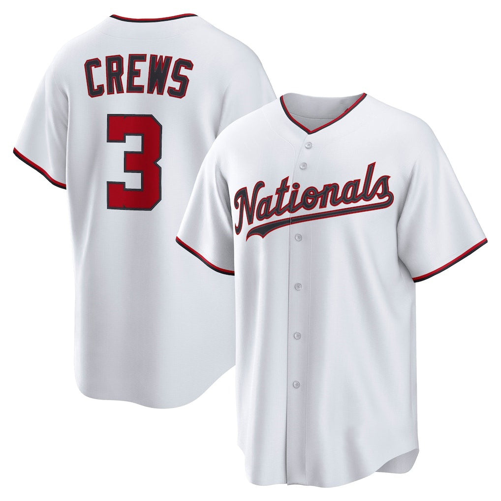 Washington Nationals #3 Dylan Crews White AmberGomez Home Replica Jersey