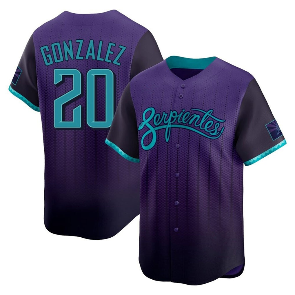 Arizona Diamondbacks #20 Luis Gonzalez Player Purple AmberGomez City Connect Limited Home Game Stitched Jerseys