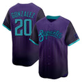 Arizona Diamondbacks #20 Luis Gonzalez Player Purple AmberGomez City Connect Limited Home Game Stitched Jerseys